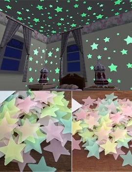 "PVC Glow-in-the-Dark Star Stickers – Luminous Fluorescent Wall Decals for Kids Room, Ceiling, Home & Party Decorations"
