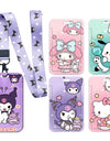 Cartoon Sanrio Hello Kitty Lanyard Card Sleeve ID Card Holder Bus Subway Access Work Permit Card Neck Strap Hang Rope Lariat