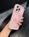 3D Pink Cute Butterfly Silicone Soft Phone Case for iPhone (16, 15, 14, 13, 12, 11, Pro Max, XS, XR, X, 7, 8 Plus, SE) – Shockproof Candy Cover