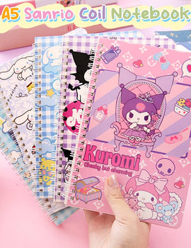 Kawaii Sanrio A5 Notebook Hello Kitty Cinnamonroll Kuromi My Melody Coil Notepads Daily Planner Book Line Book