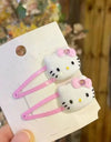 2pcs Sanrio Girl Hair Clip Kawaii Hello Kitty Cartoon BB Hair Clip Girl Hairs Accessories Headwear Bangs Clip Bow HairClips Gift
