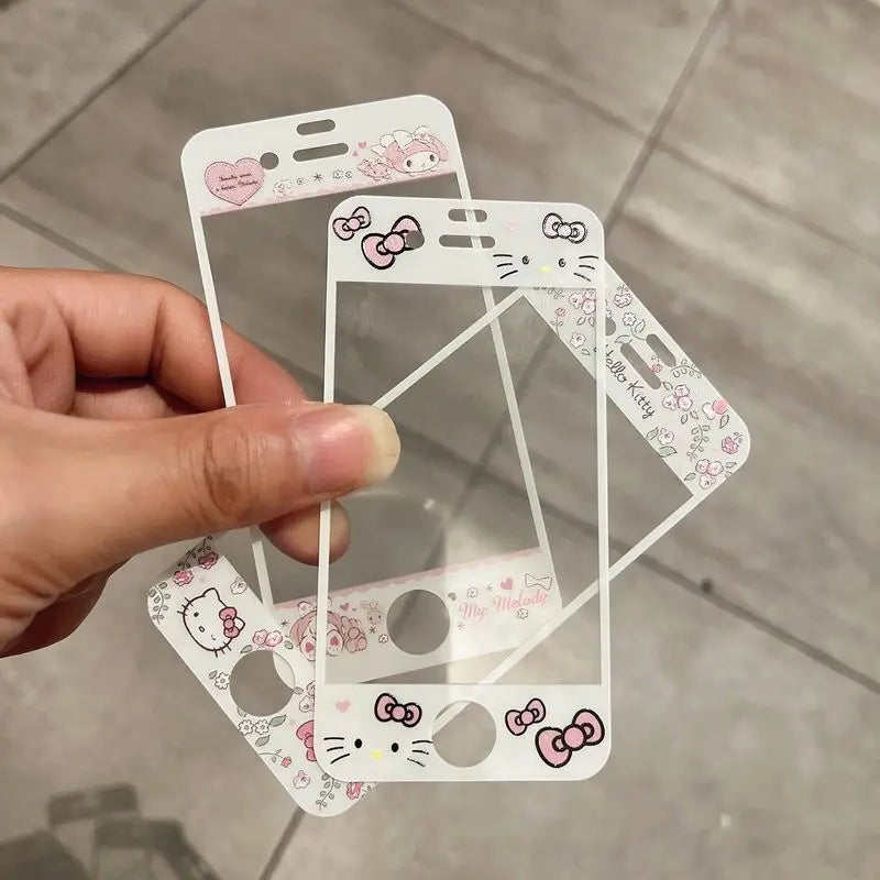 Cartoon Pattern Screen Protector Full Cover Tempered Glass for Iphone 4 4S 5 5S Sanrio Melody Kitty Kuromi Cute Screenprotectors
