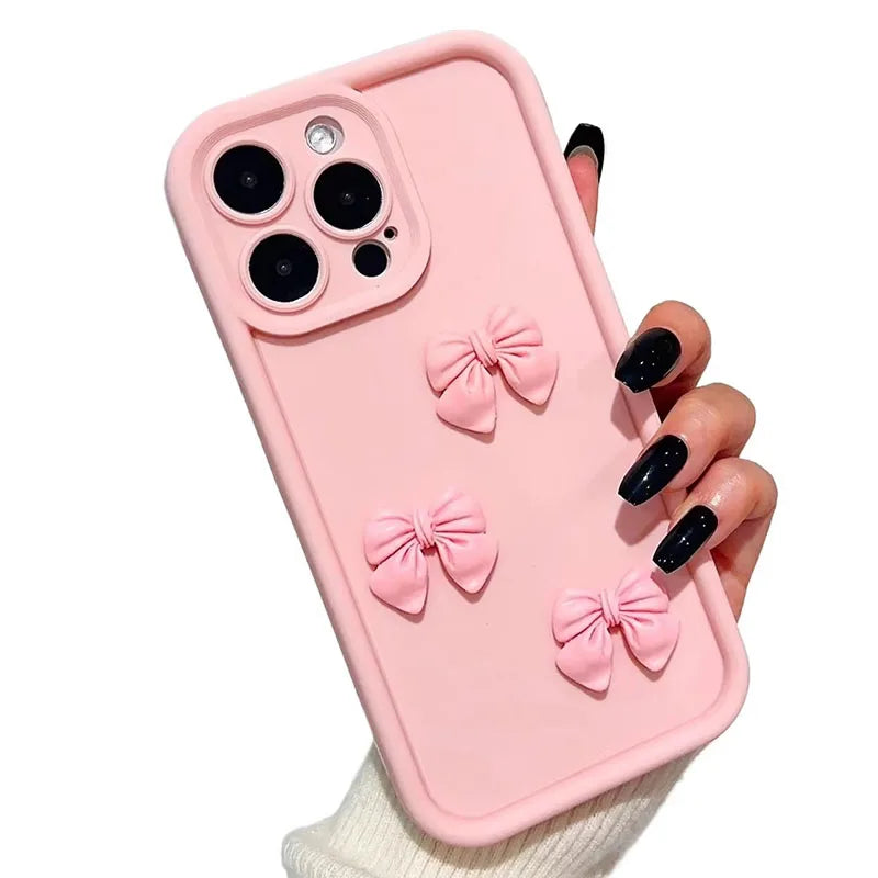 3D Pink Cute Butterfly Silicone Soft Phone Case for iPhone (16, 15, 14, 13, 12, 11, Pro Max, XS, XR, X, 7, 8 Plus, SE) – Shockproof Candy Cover