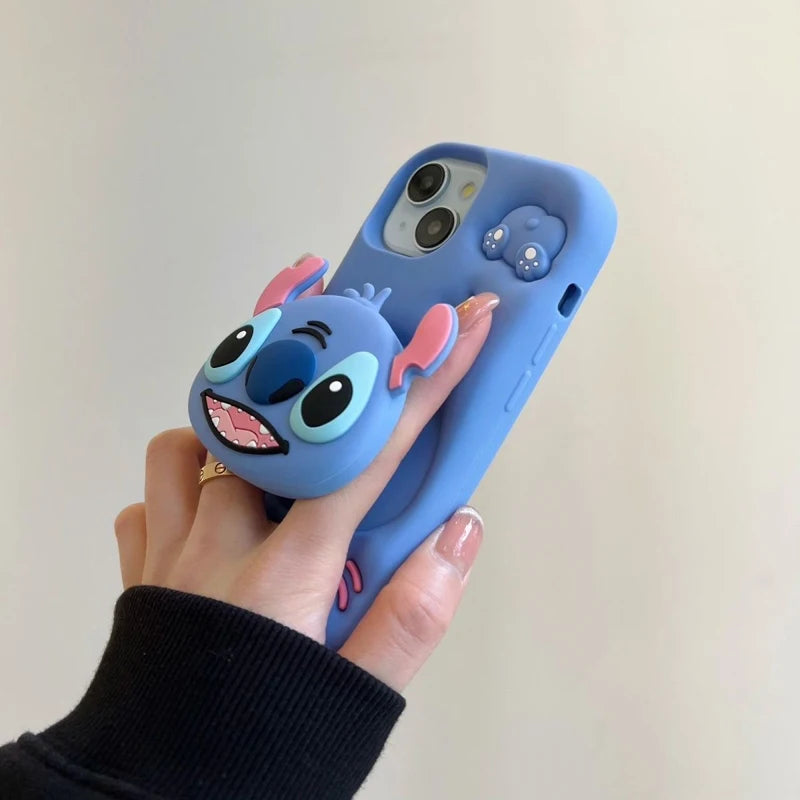 Cute Stitch Head Grip Tok Case | Soft Silicone Phone Cover | For iPhone 14 Plus 15 Pro Max 11 12 Pro 13 Pro X XS Max XR SE 7 8 Plus | Stylish, Protective & Comfortable Grip!