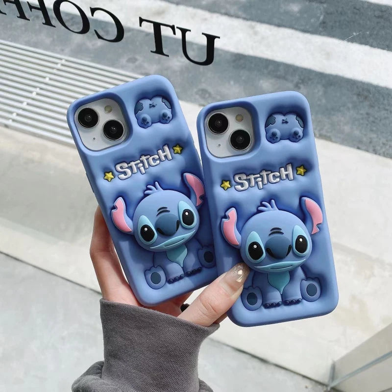 Cute Stitch Head Grip Tok Case | Soft Silicone Phone Cover | For iPhone 14 Plus 15 Pro Max 11 12 Pro 13 Pro X XS Max XR SE 7 8 Plus | Stylish, Protective & Comfortable Grip!