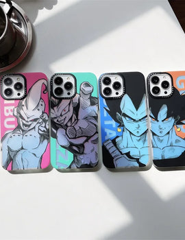 Luxury Cute Japan Anime Z Gokus Laser Phone Case For iPhone 15 14 13 12 11 Pro Max Cartoon Couple Anti-drop Bumper Back Cover