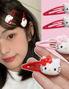 2pcs Sanrio Girl Hair Clip Kawaii Hello Kitty Cartoon BB Hair Clip Girl Hairs Accessories Headwear Bangs Clip Bow HairClips Gift