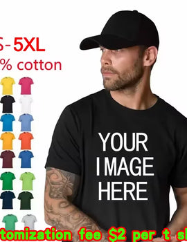"Customizable 100% Cotton Short Sleeve T-Shirt - Soft O-Neck Tee for Men & Women, Personalized Print Options"