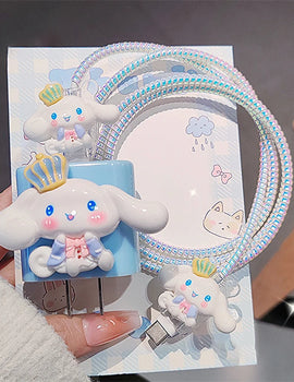 Hello Kitty Charger Data Cable Case Protector And Winding Kit For Apple 18W 20W Fast Charger Adapter Phone Charger Case