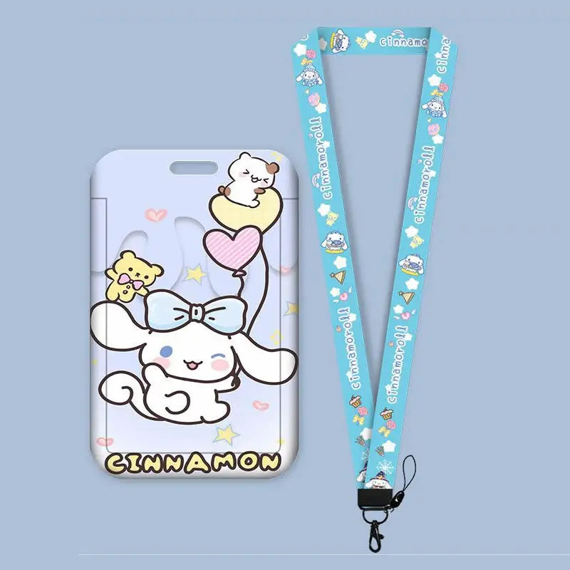 Cartoon Sanrio Hello Kitty Lanyard Card Sleeve ID Card Holder Bus Subway Access Work Permit Card Neck Strap Hang Rope Lariat