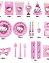 Anime Cartoon Characters Around Hello Kitty Theme Party Banner Decoration Kit Children's Birthday Party Invitation Card