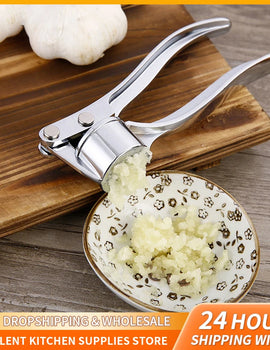 "Stainless Steel Garlic Press Crusher – Handheld Mincer, Smasher & Squeezer for Easy Garlic Grinding – Kitchen Tool & Accessories"