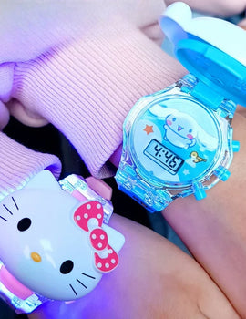 Kawaii Sanrio Kuromi Watch Cinnamoroll Hello Kitty Music Silicone Strap Children Wrist Watch My Melody Watch Kids Birthday Gifts