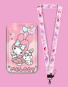 Cartoon Sanrio Hello Kitty Lanyard Card Sleeve ID Card Holder Bus Subway Access Work Permit Card Neck Strap Hang Rope Lariat