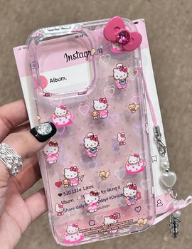 Sanrio Hello Kitty Bow Pink Lepard Print iPhone Case - Y2K Fashion