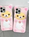 Kawaii Rilakkuma Bear Soft Silicone Cover Case For iPhone 16 15 14 13 12 Mini 11 Pro X XS Max XR 6 6S 7 8 Plus SE