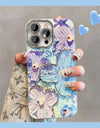 Luxury Flowers Glitter Laser Phone Case For iPhone 16 Pro Max 15 14 Plus 13 12 11 Diamond Soft Shockproof Lens protection Cover