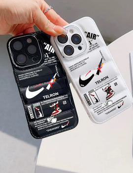 Fashion Street Sneakers Label Phone Case For iPhone 16 15 14 13 12 11 Pro Max X XR XSMAX 8 7 Plus Down Jacket Anti Fall Cover