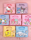 Kawaii Sanrio Pu Casual Money Bag Hello Kitty Cinnamoroll My Melody Kuromi Coin Purse Card Holder Wallet With Buttons