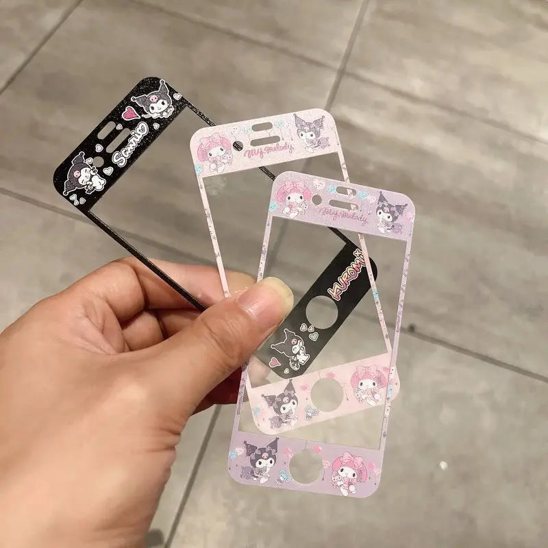 Cartoon Pattern Screen Protector Full Cover Tempered Glass for Iphone 4 4S 5 5S Sanrio Melody Kitty Kuromi Cute Screenprotectors