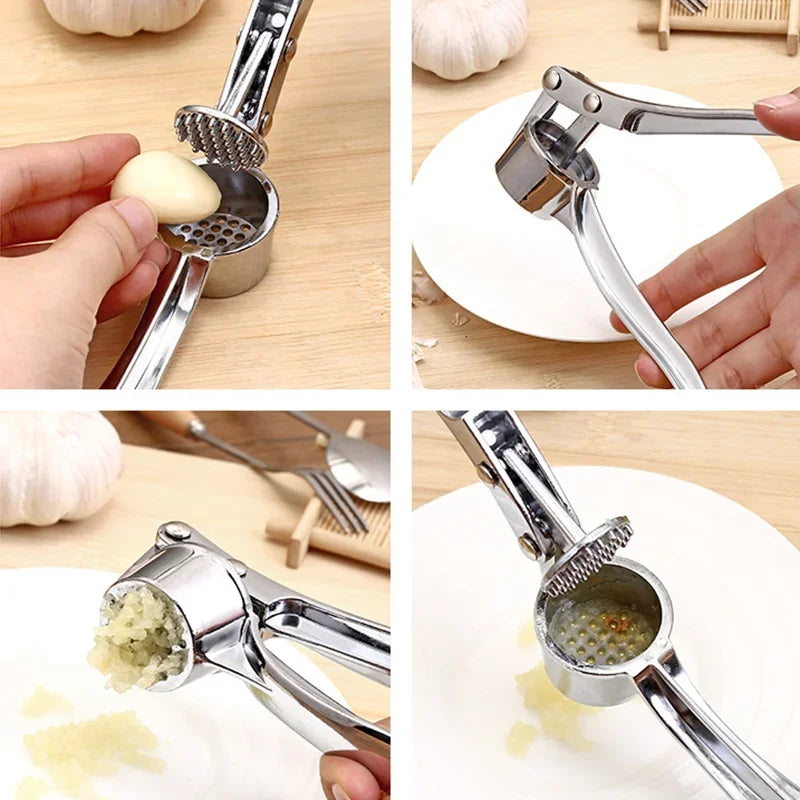"Stainless Steel Garlic Press Crusher – Handheld Mincer, Smasher & Squeezer for Easy Garlic Grinding – Kitchen Tool & Accessories"