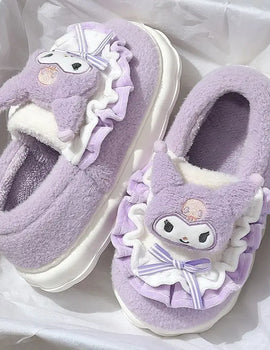 Hello Kitty Kuromi Melody Cosplay Anime Warm Shoes For Women KT Cartoon Slippers