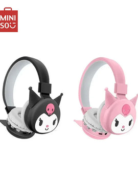 Sanrio Hello Kitty Kuromi Bluetooth Headphone Wireless Headsets Cartoon with Mic Foldable Lightweight Earphone for Phones Laptop