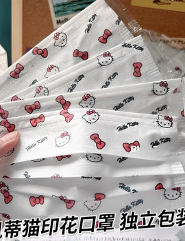 New Hello Kitty Animation Cartoon Cute Printed Mask Creative Personalized Disposable Independently Packaged Sun Protection Mask