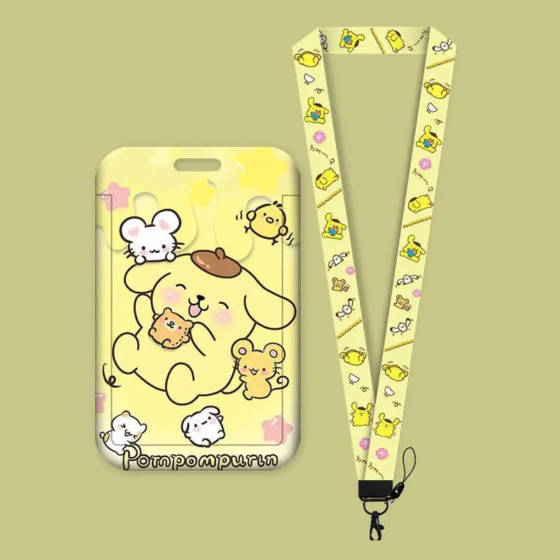 Cartoon Sanrio Hello Kitty Lanyard Card Sleeve ID Card Holder Bus Subway Access Work Permit Card Neck Strap Hang Rope Lariat