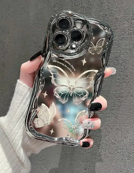 Sparkling Butterfly Phone Case For iPhone 14 Pro Max 15 11 12 13 XR 8 7 Plus X XS SE 2020 2022 Soft Silicone Cover