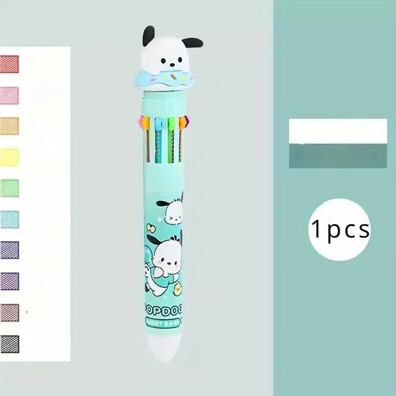 Sanrio Cartoon Ballpoint Pen 1/6pcs Kuromi Hello Kitty Cinnamoroll 10 Color 0.7 School Student Stationery Draw Wrirte Mark Pen