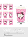 Anime Cartoon Characters Around Hello Kitty Theme Party Banner Decoration Kit Children's Birthday Party Invitation Card