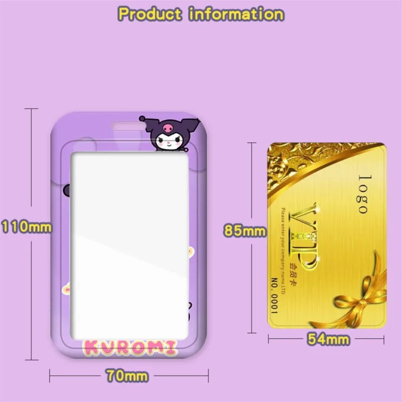 Cartoon Sanrio Hello Kitty Lanyard Card Sleeve ID Card Holder Bus Subway Access Work Permit Card Neck Strap Hang Rope Lariat
