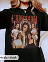 "Custom Bootleg Rap T-Shirt – Personalized 90s Vintage Photo Design, Long or Short Sleeves, Customizable Gift for Girlfriend"