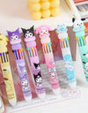 Sanrio Cartoon Ballpoint Pen 1/6pcs Kuromi Hello Kitty Cinnamoroll 10 Color 0.7 School Student Stationery Draw Wrirte Mark Pen