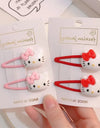 2pcs Sanrio Girl Hair Clip Kawaii Hello Kitty Cartoon BB Hair Clip Girl Hairs Accessories Headwear Bangs Clip Bow HairClips Gift