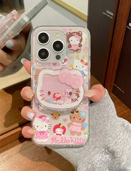 "Cartoon Cute Hello Kitty MagSafe Wireless Charging Phone Case for iPhone 12, 13, 14, 15, 16 Pro Max – 3D KT Magnetic Stand Cover, Cute Design, Shockproof Protection, Perfect for Hello Kitty Fans"